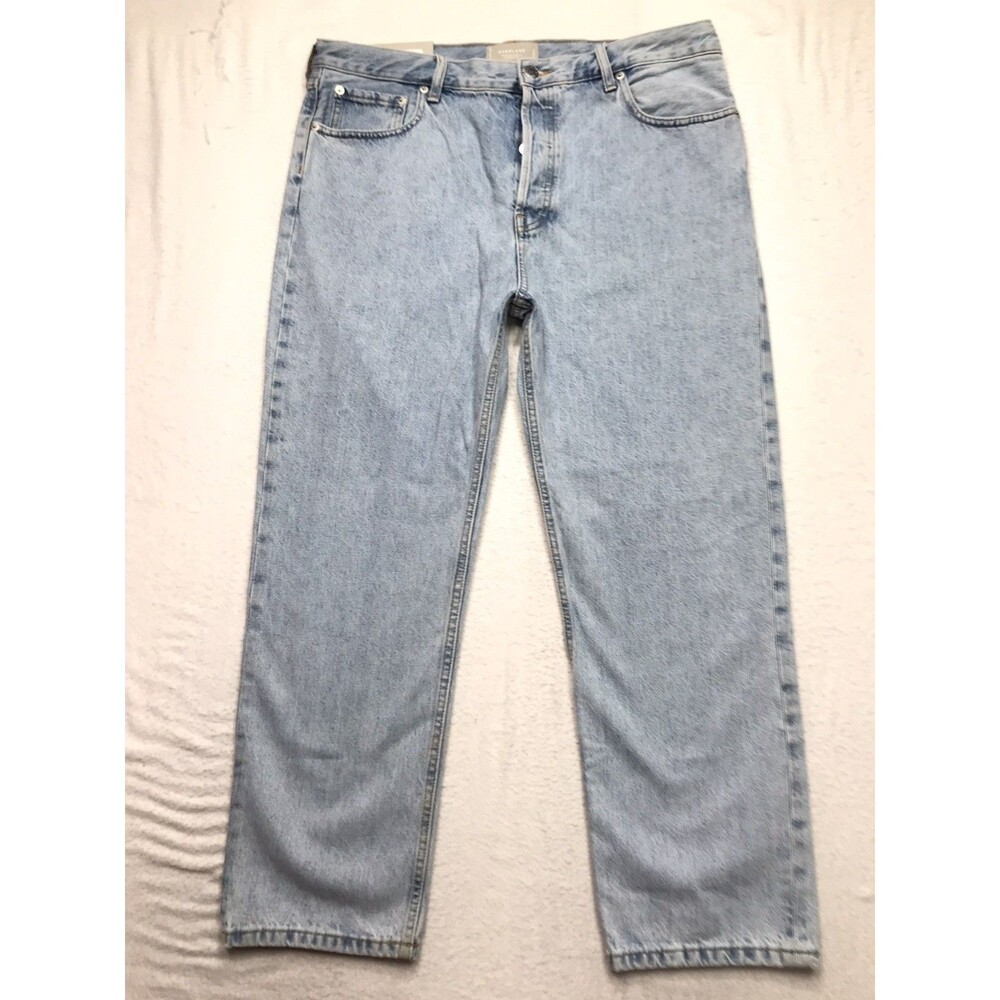 NWT EVERLANE Jean Women 32(38x28) Relaxed Straight Hi Rise Light Wash Organic